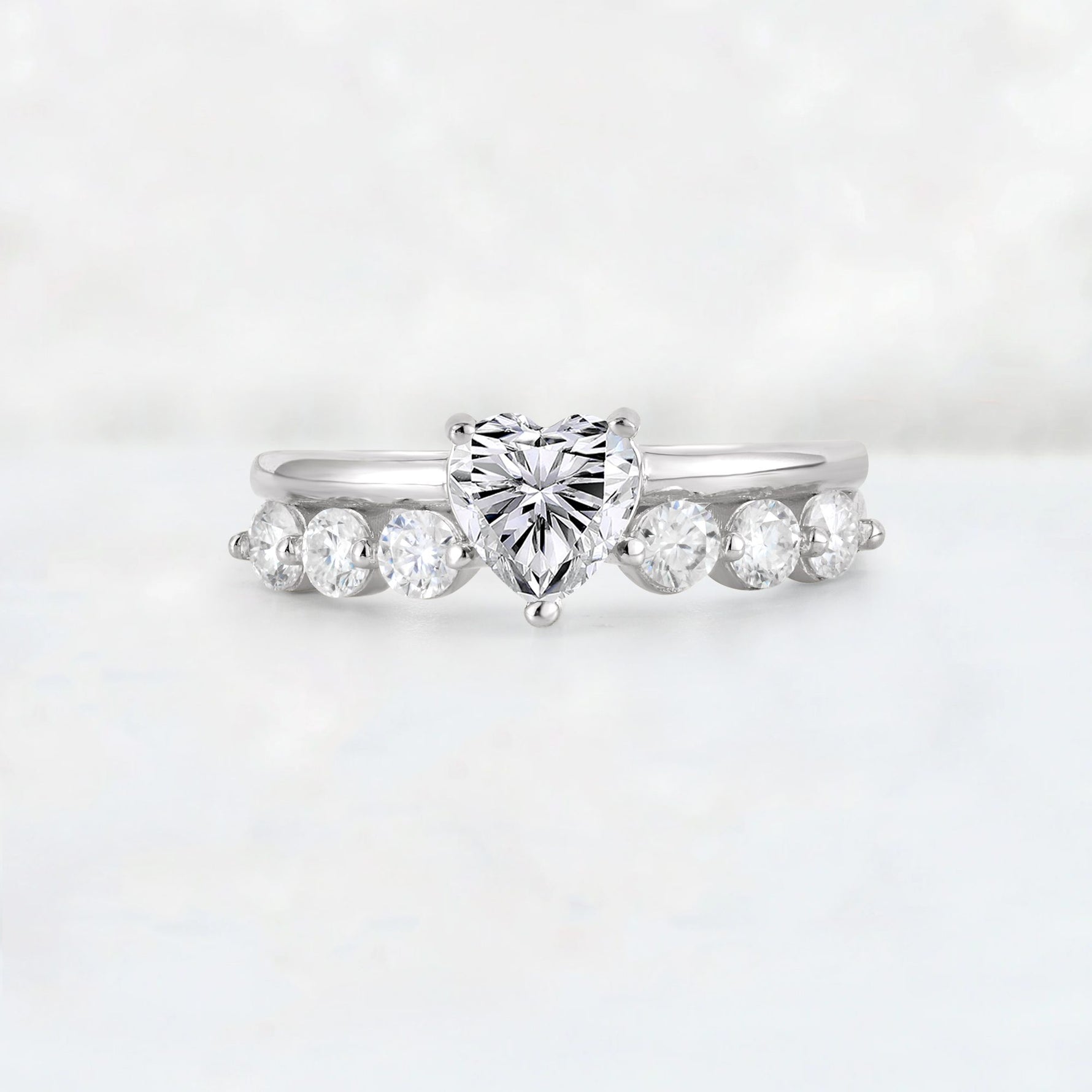 Heart Cut Lab Diamond Graduated Seven-Stone Engagement Ring - Additional view