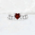 Heart Cut Garnet Graduated Seven-Stone Engagement Ring - Additional view