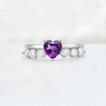 Heart Cut Amethyst Graduated Seven-Stone Engagement Ring - Additional view