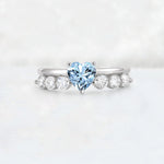 Heart Cut Aquamarine Graduated Seven-Stone Engagement Ring - Additional view