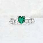 Heart Cut Emerald Graduated Seven-Stone Engagement Ring - Additional view