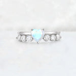 Heart Cut Moonstone Graduated Seven-Stone Engagement Ring - Additional view