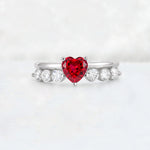 Heart Cut Ruby Graduated Seven-Stone Engagement Ring - Additional view