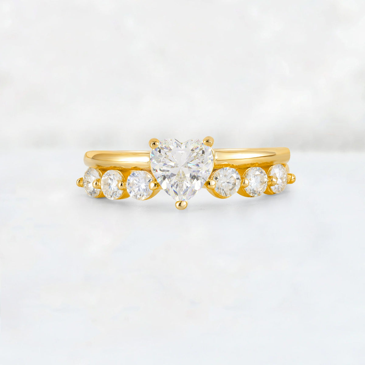 Heart Cut Moissanite Graduated Seven-Stone Engagement Ring - Additional view