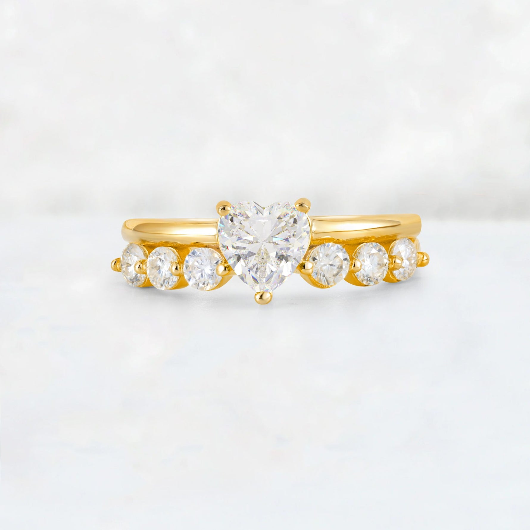 Heart Cut Moissanite Graduated Seven-Stone Engagement Ring - Additional view