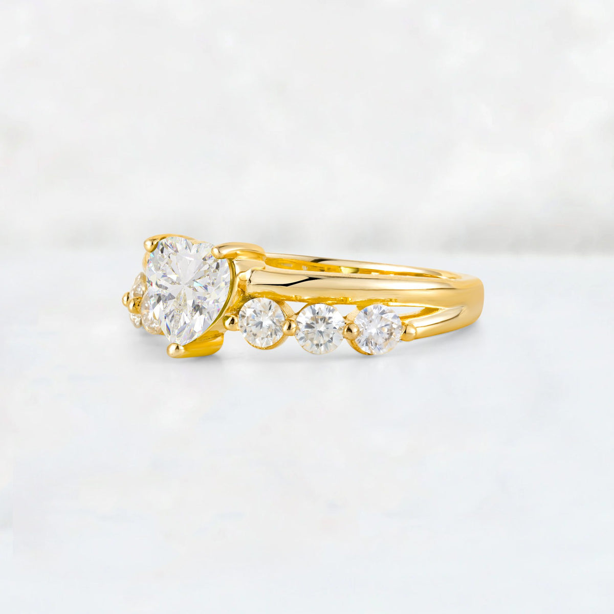 Heart Cut Moissanite Graduated Seven-Stone Engagement Ring - Additional view