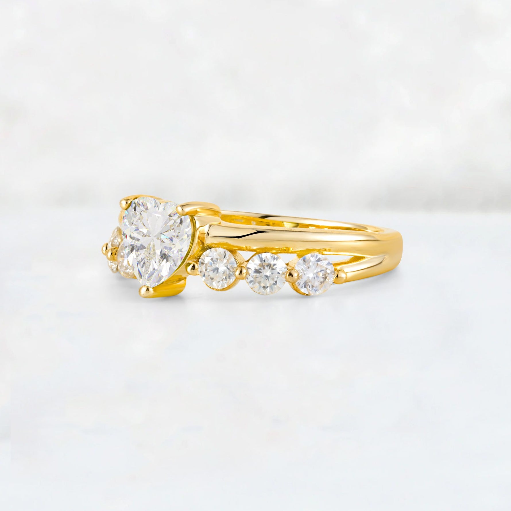 Heart Cut Moissanite Graduated Seven-Stone Engagement Ring - Additional view