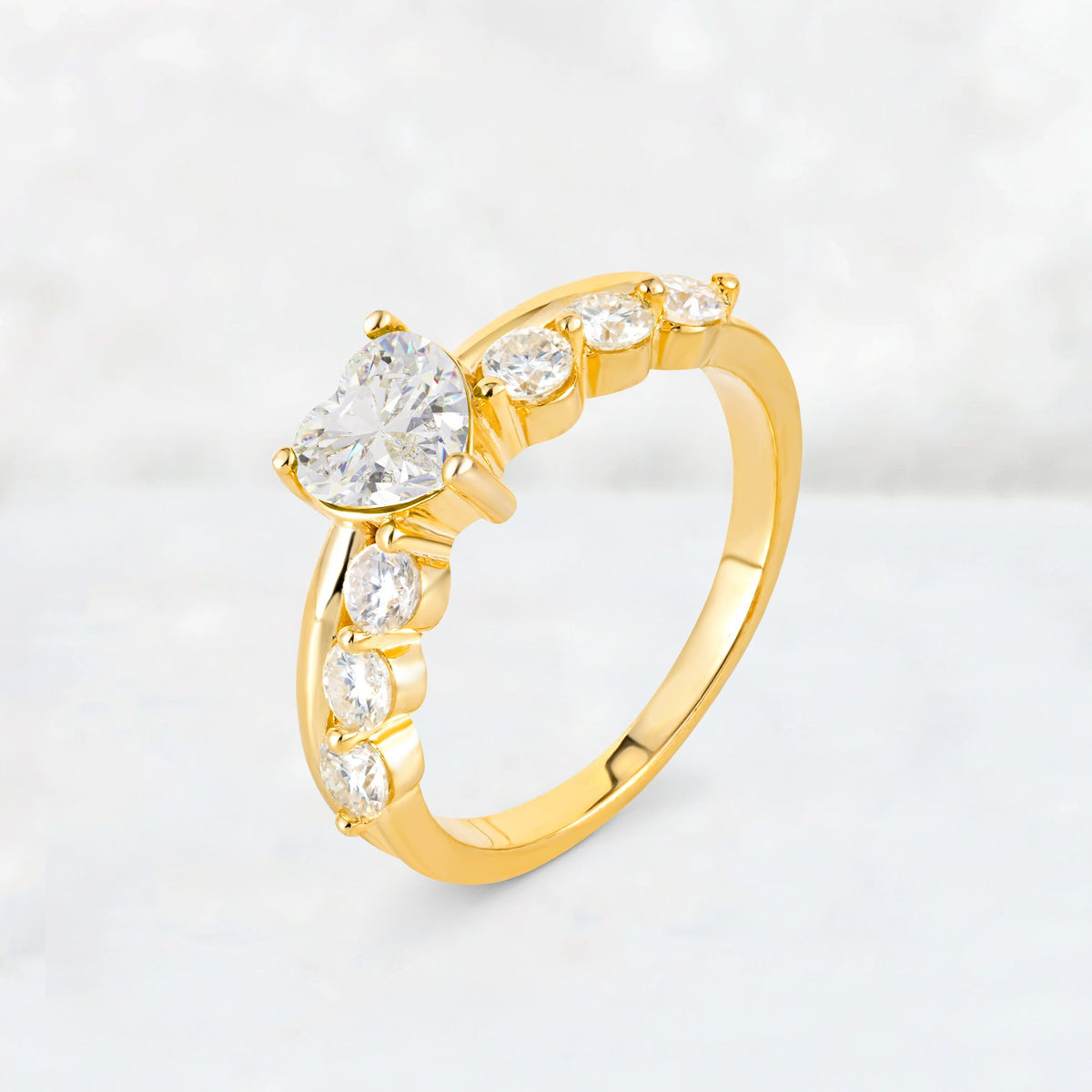 Heart Cut Moissanite Graduated Seven-Stone Engagement Ring - Additional view