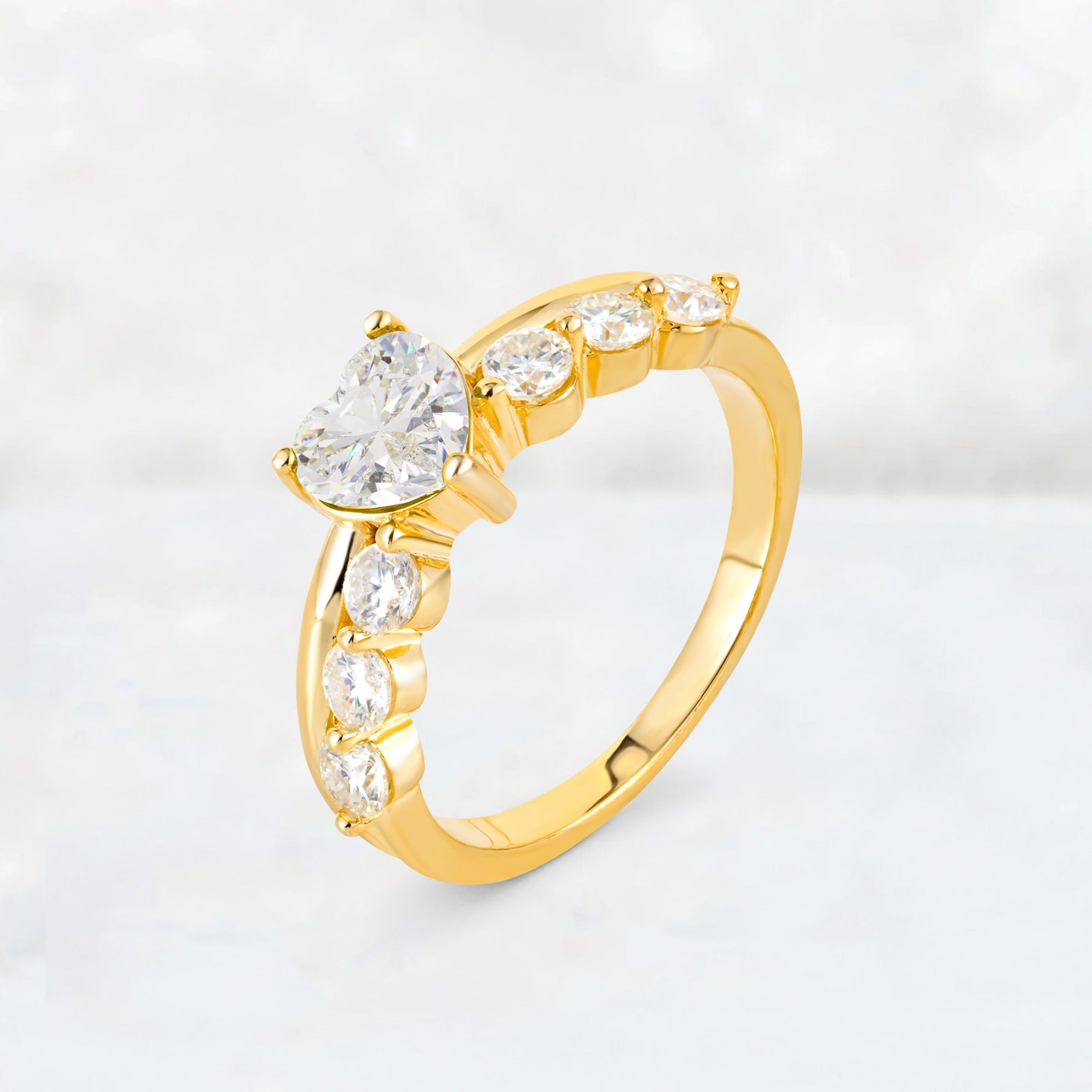 Heart Cut Moissanite Graduated Seven-Stone Engagement Ring - Additional view