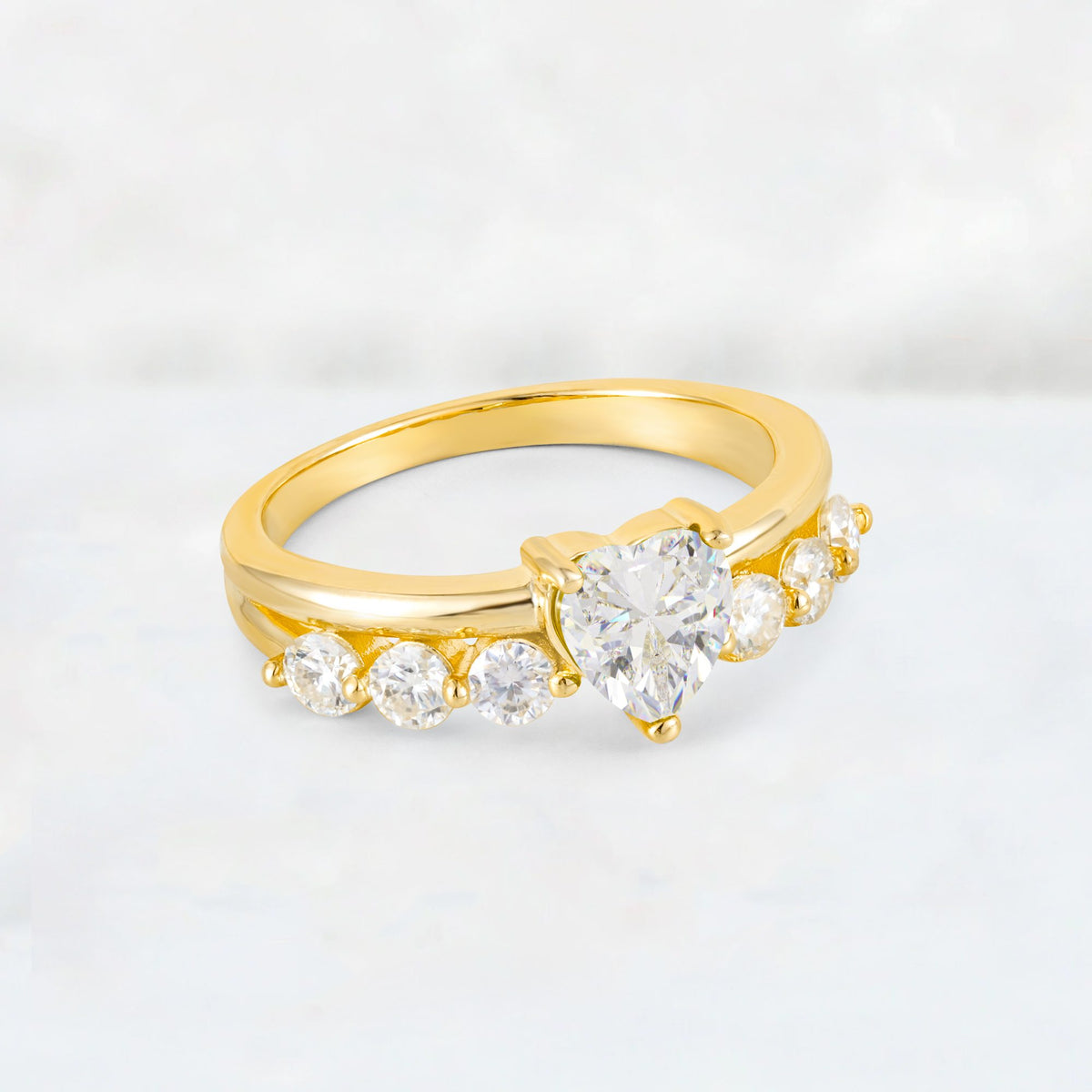 Heart Cut Moissanite Graduated Seven-Stone Engagement Ring - Additional view
