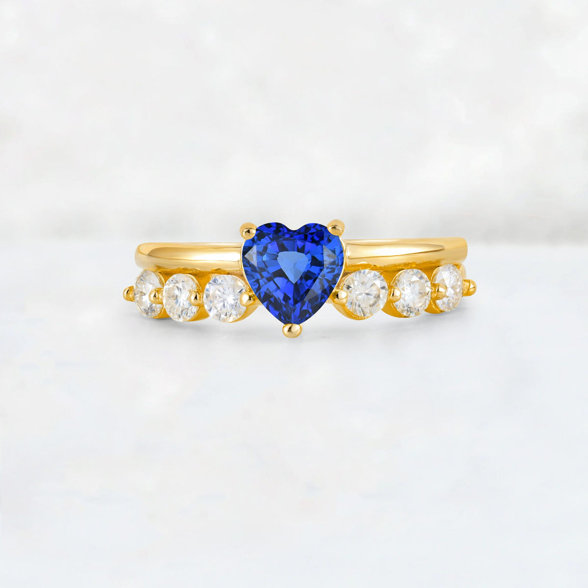 Heart Cut Sapphire Graduated Seven-Stone Engagement Ring - Additional view
