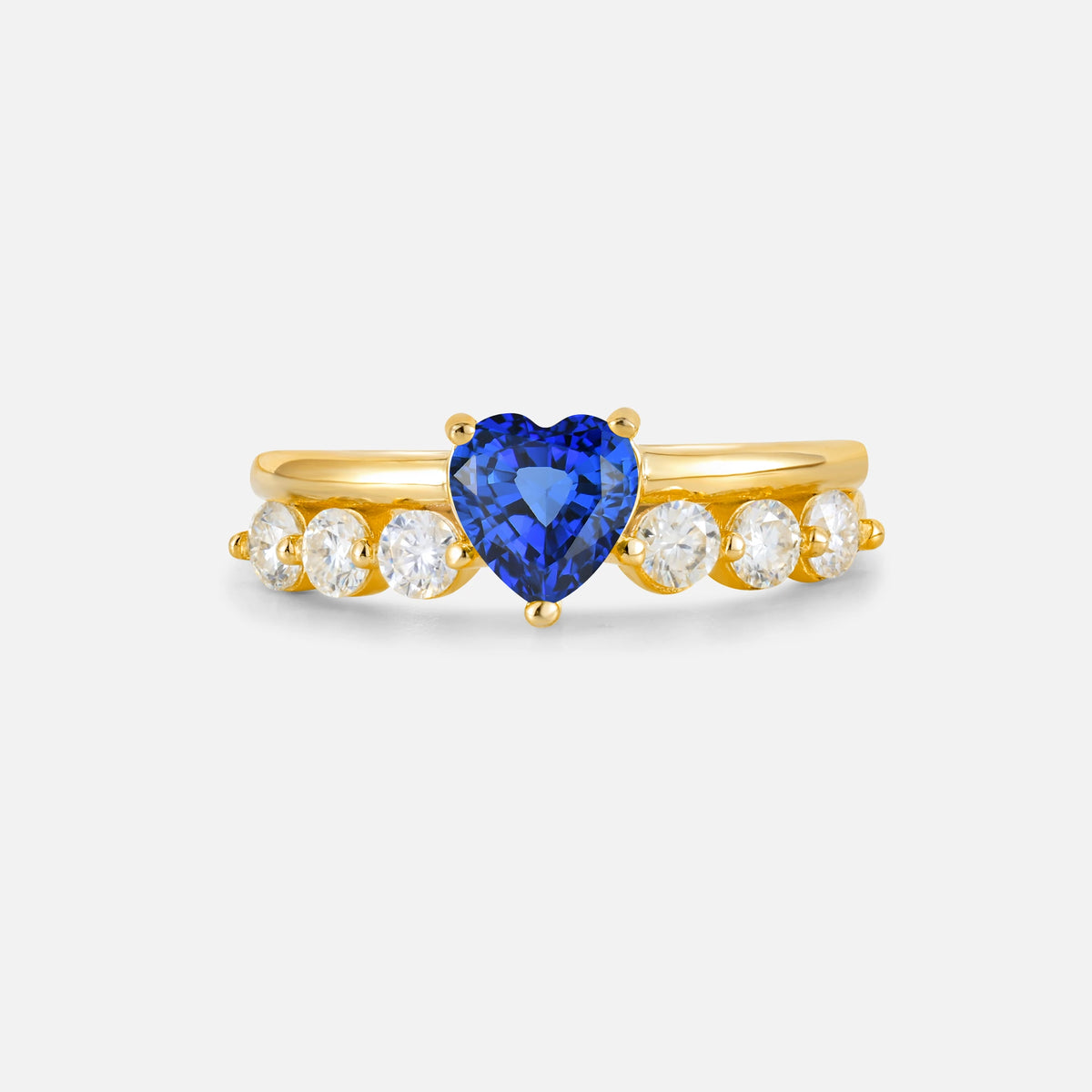 Heart Cut Sapphire Graduated Seven-Stone Engagement Ring - Additional view