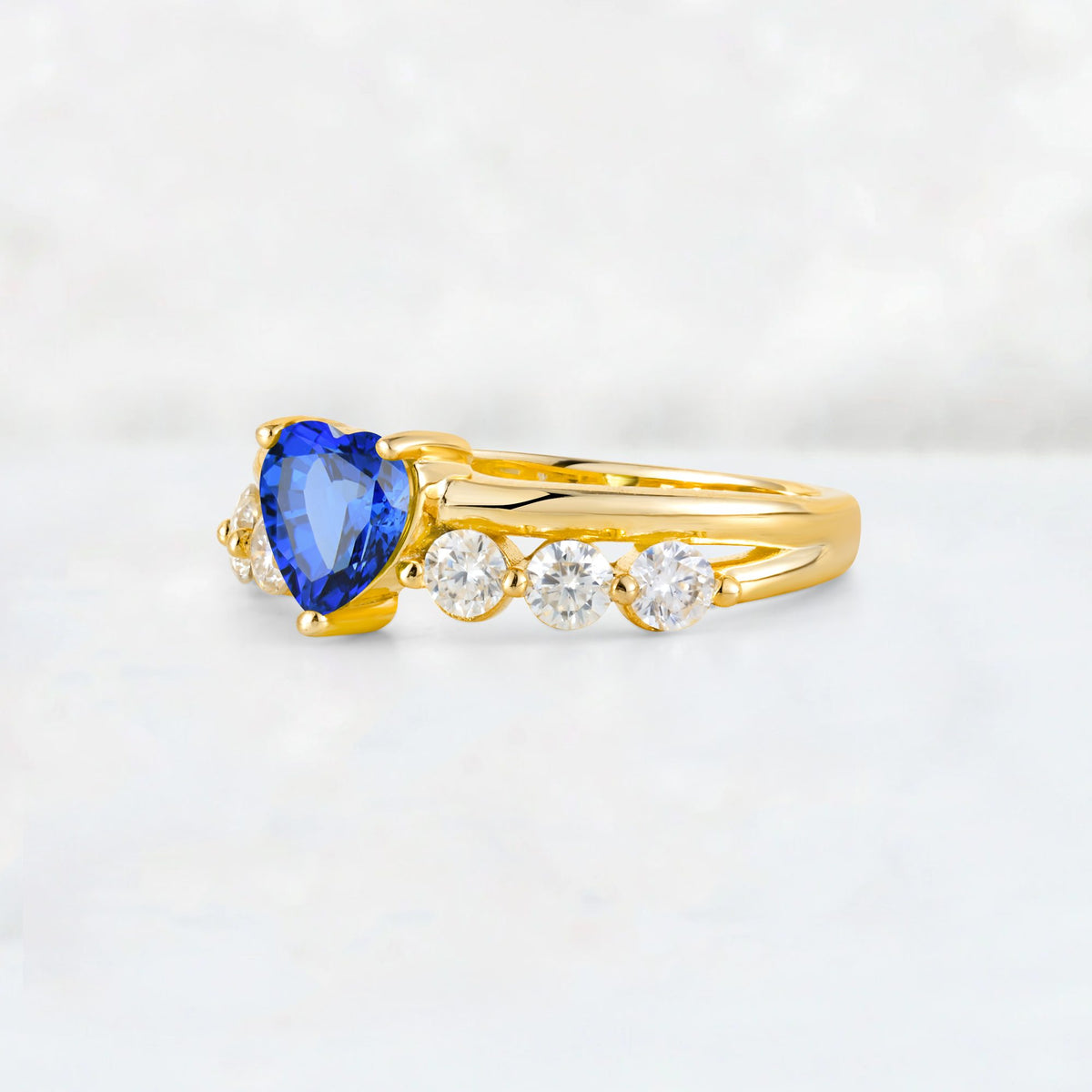 Heart Cut Sapphire Graduated Seven-Stone Engagement Ring - Additional view