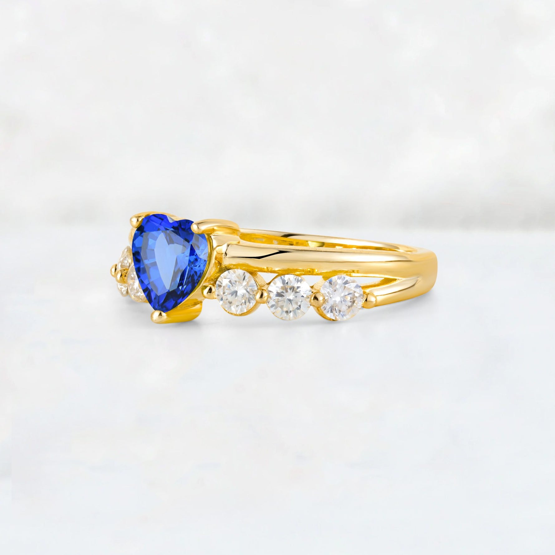 Heart Cut Sapphire Graduated Seven-Stone Engagement Ring - Additional view