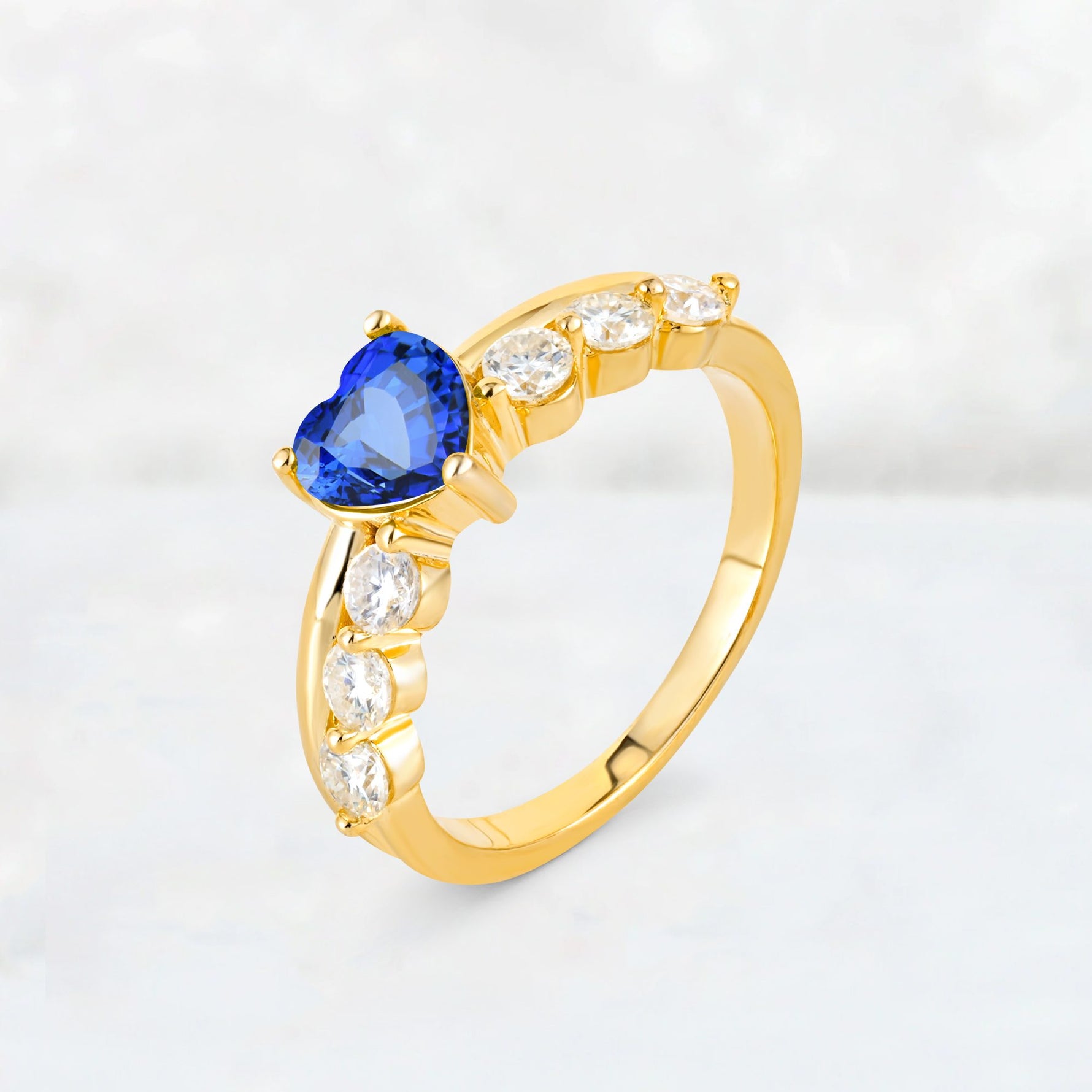 Heart Cut Sapphire Graduated Seven-Stone Engagement Ring - Additional view