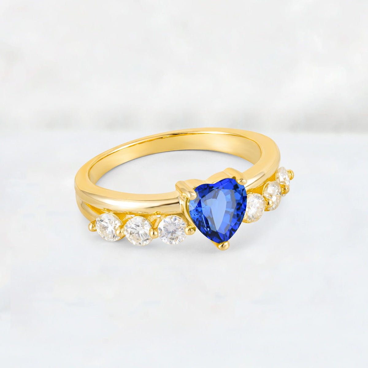 Heart Cut Sapphire Graduated Seven-Stone Engagement Ring - Additional view