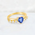 Heart Cut Sapphire Graduated Seven-Stone Engagement Ring - Additional view