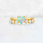 Heart Cut Fire Opal Graduated Seven-Stone Engagement Ring - Additional view