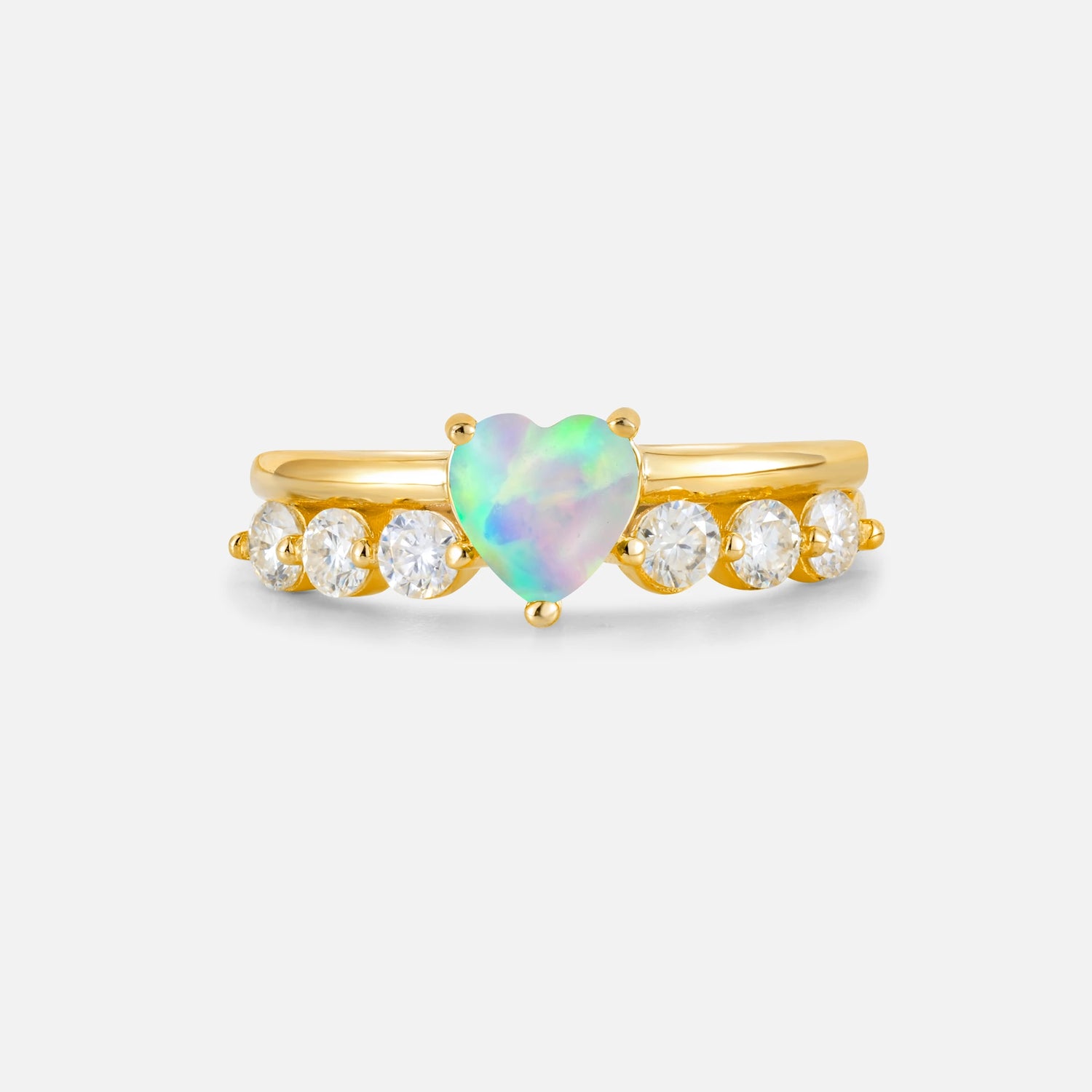 Heart Cut Fire Opal Graduated Seven-Stone Engagement Ring - Additional view