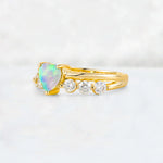 Heart Cut Fire Opal Graduated Seven-Stone Engagement Ring - Additional view