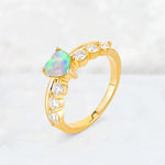 Heart Cut Fire Opal Graduated Seven-Stone Engagement Ring - Additional view