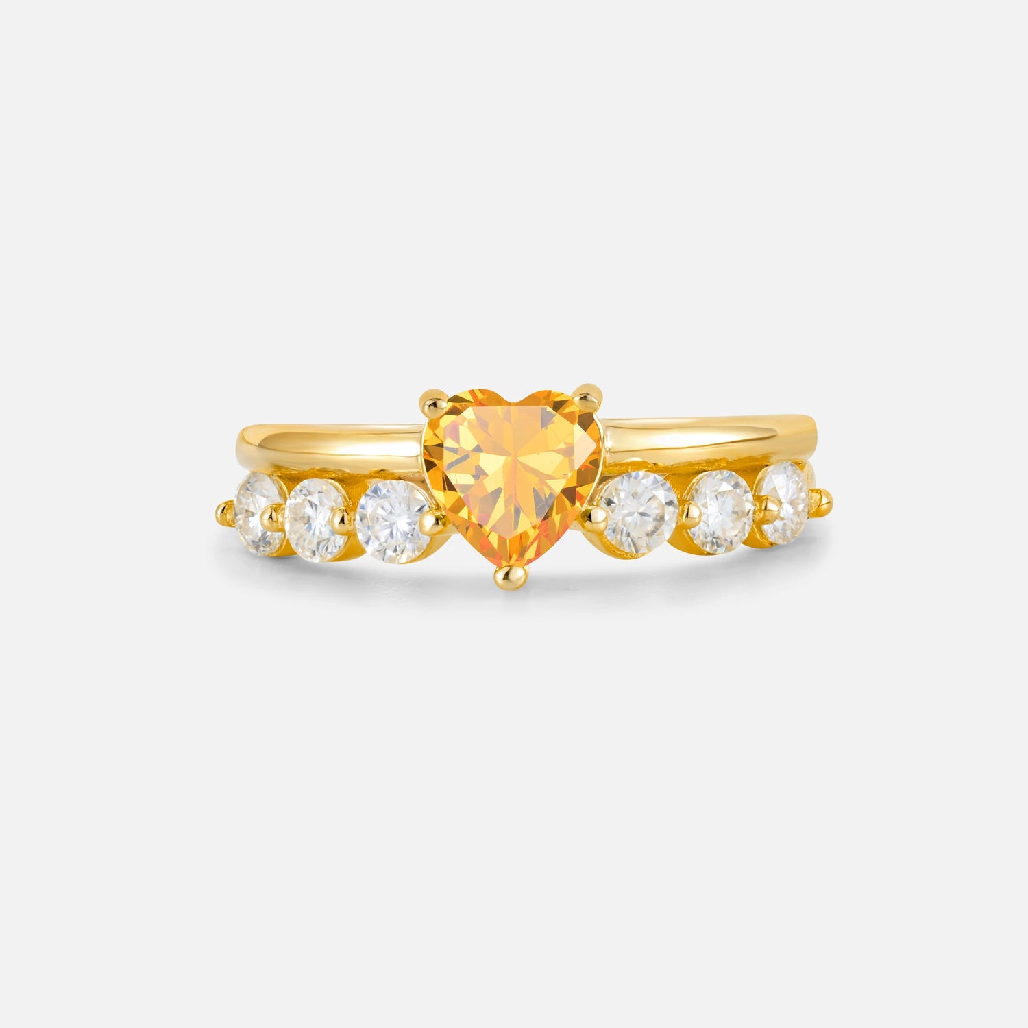 Heart Cut Citrine Graduated Seven-Stone Engagement Ring - Additional view