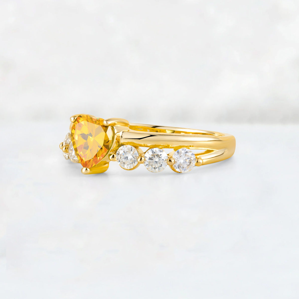 Heart Cut Citrine Graduated Seven-Stone Engagement Ring - Additional view