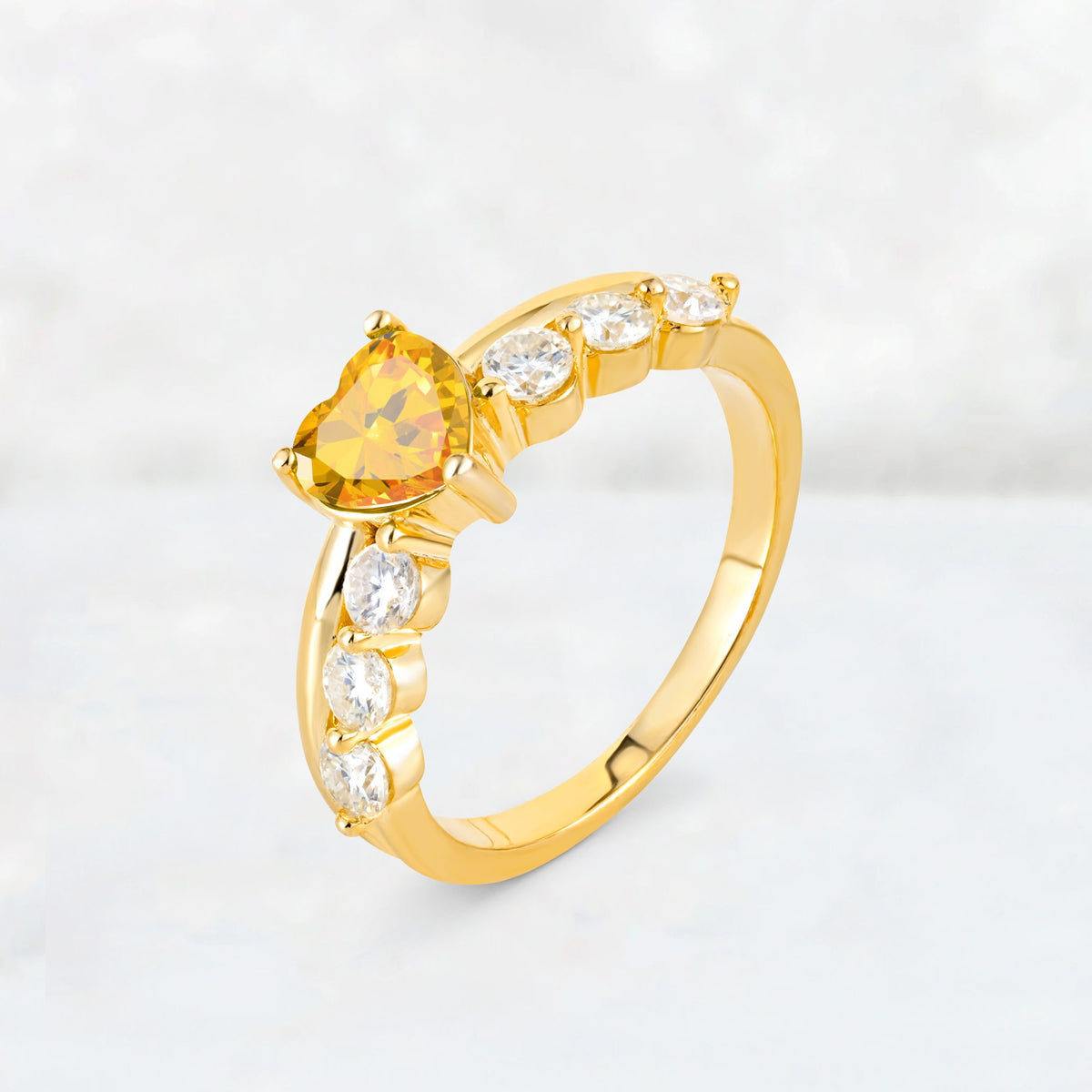 Heart Cut Citrine Graduated Seven-Stone Engagement Ring - Additional view