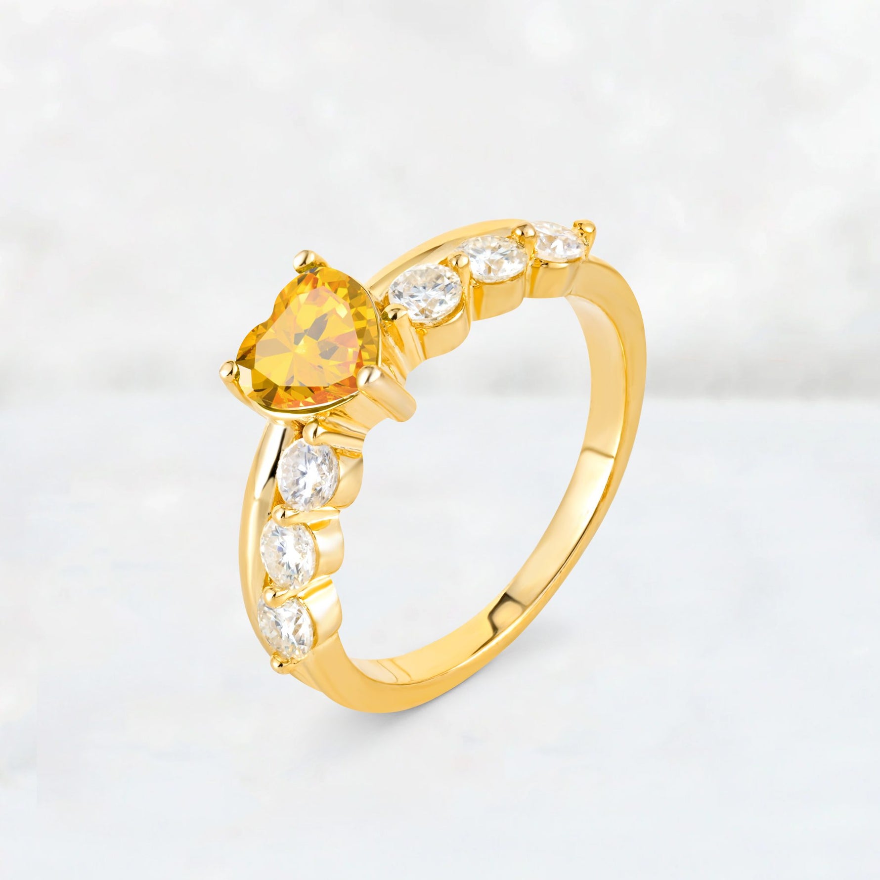 Heart Cut Citrine Graduated Seven-Stone Engagement Ring - Additional view