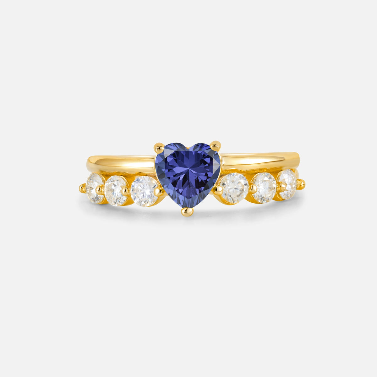 Heart Cut Tanzanite Graduated Seven-Stone Engagement Ring - Additional view
