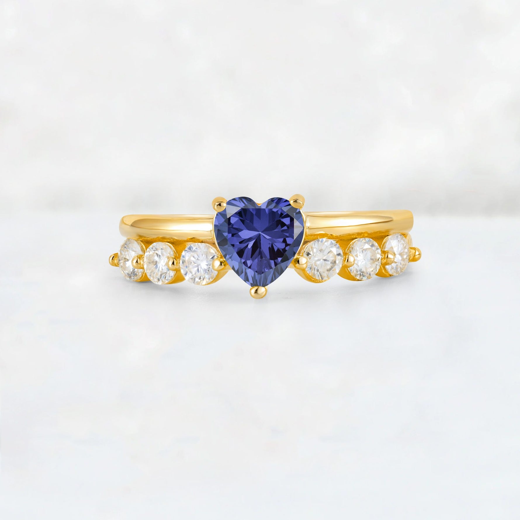 Heart Cut Tanzanite Graduated Seven-Stone Engagement Ring - Additional view