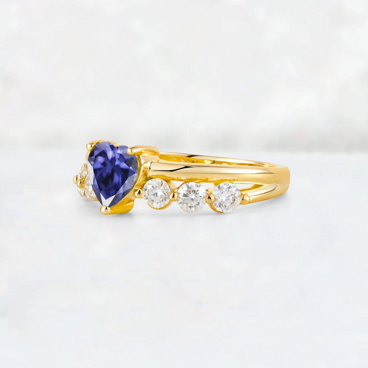 Heart Cut Tanzanite Graduated Seven-Stone Engagement Ring - Additional view