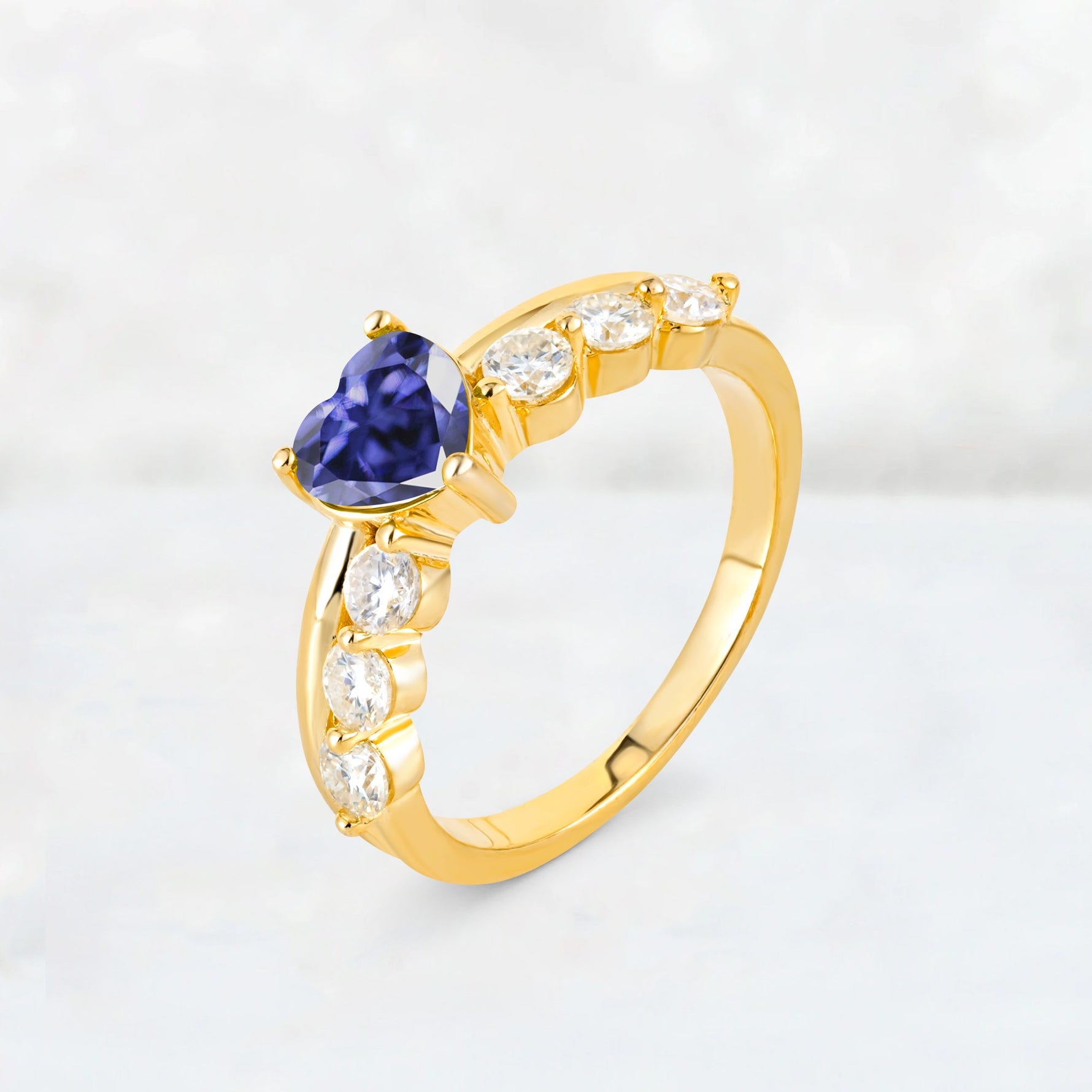 Heart Cut Tanzanite Graduated Seven-Stone Engagement Ring - Additional view