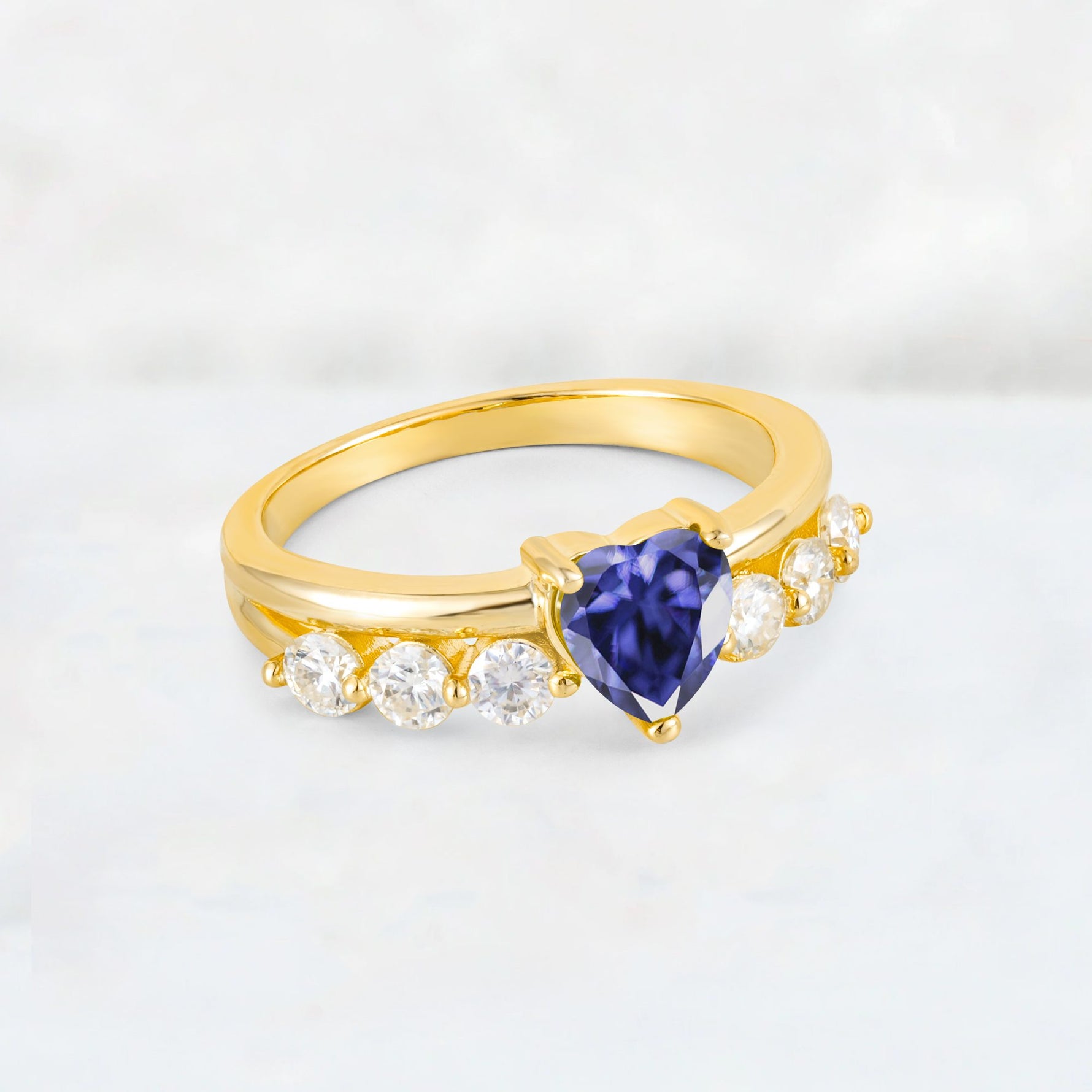 Heart Cut Tanzanite Graduated Seven-Stone Engagement Ring - Additional view
