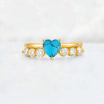 Heart Cut Turquoise Graduated Seven-Stone Engagement Ring - Additional view