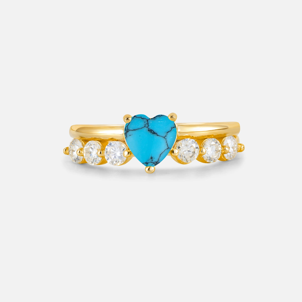 Heart Cut Turquoise Graduated Seven-Stone Engagement Ring - Additional view