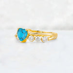 Heart Cut Turquoise Graduated Seven-Stone Engagement Ring - Additional view