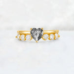 Heart Cut Black Rutilated Quartz Graduated Seven-Stone Engagement Ring - Additional view