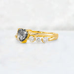Heart Cut Black Rutilated Quartz Graduated Seven-Stone Engagement Ring - Additional view