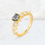 Heart Cut Black Rutilated Quartz Graduated Seven-Stone Engagement Ring - Additional view