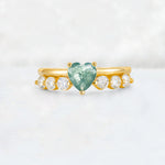Heart Cut Moss Agate Graduated Seven-Stone Engagement Ring - Additional view