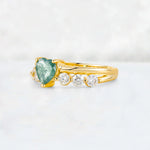 Heart Cut Moss Agate Graduated Seven-Stone Engagement Ring - Additional view