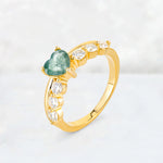 Heart Cut Moss Agate Graduated Seven-Stone Engagement Ring - Additional view