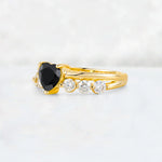 Heart Cut Black Onyx Graduated Seven-Stone Engagement Ring - Additional view