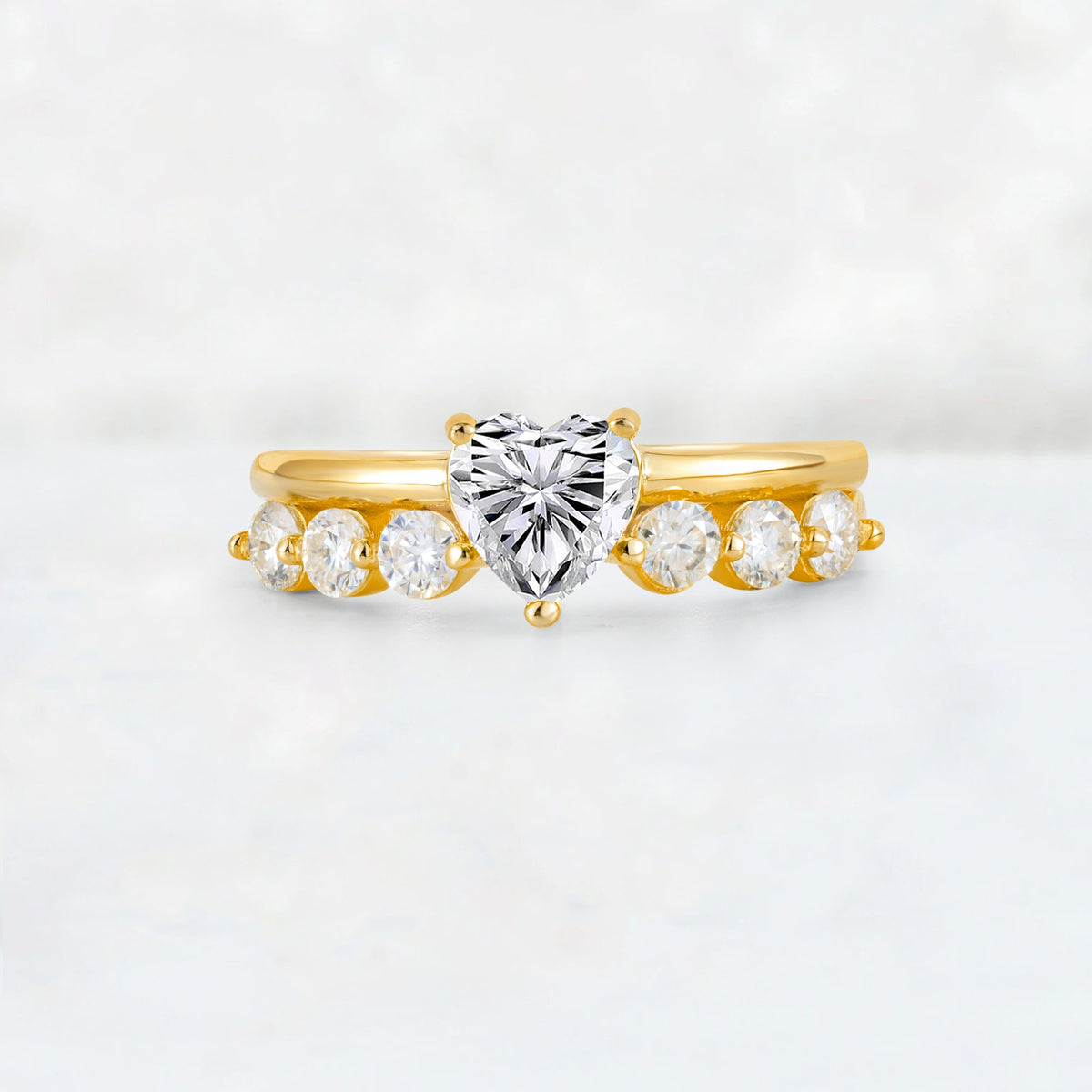 Heart Cut Lab Diamond Graduated Seven-Stone Engagement Ring - Additional view