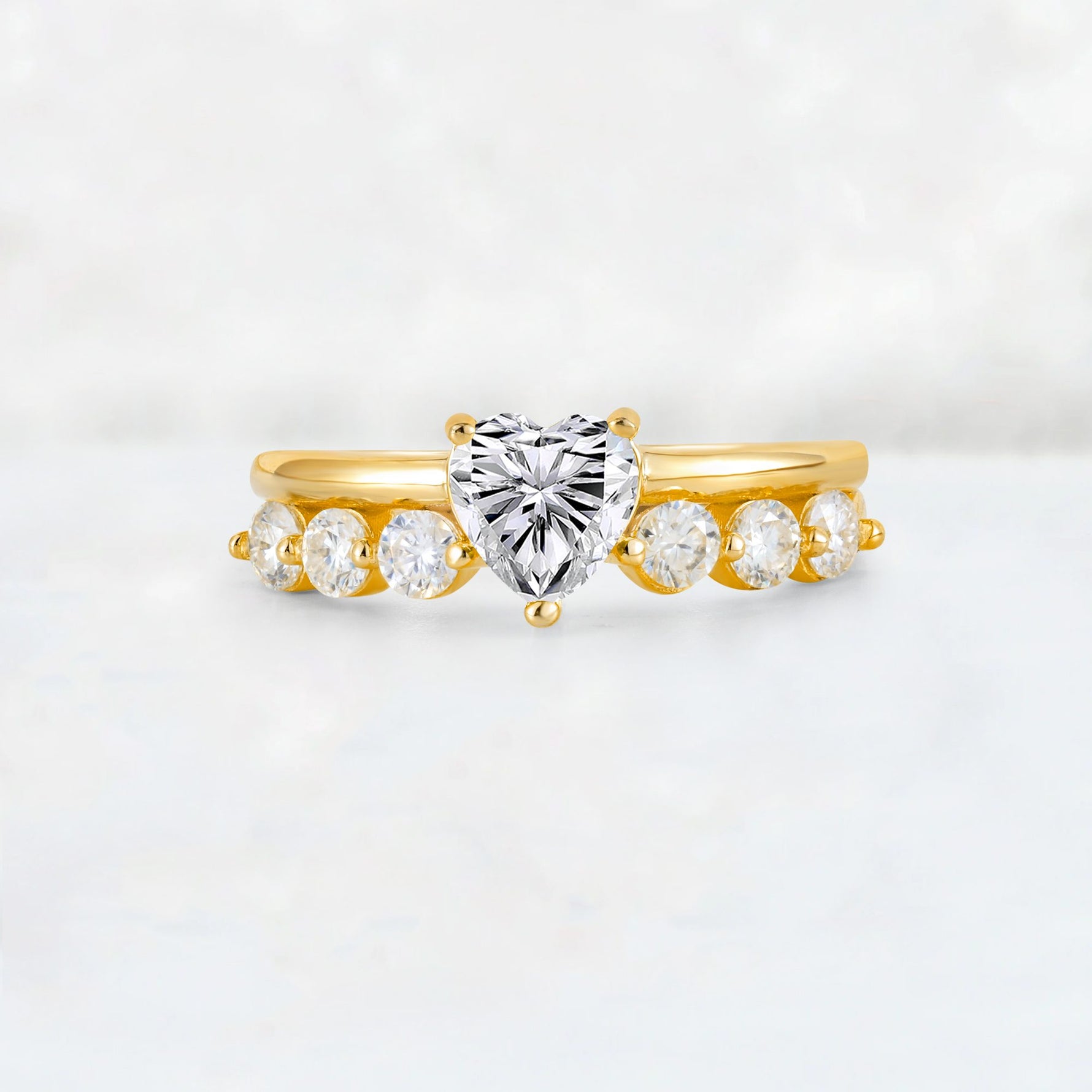 Heart Cut Lab Diamond Graduated Seven-Stone Engagement Ring - Additional view