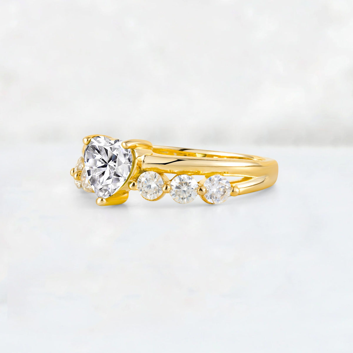 Heart Cut Lab Diamond Graduated Seven-Stone Engagement Ring - Additional view