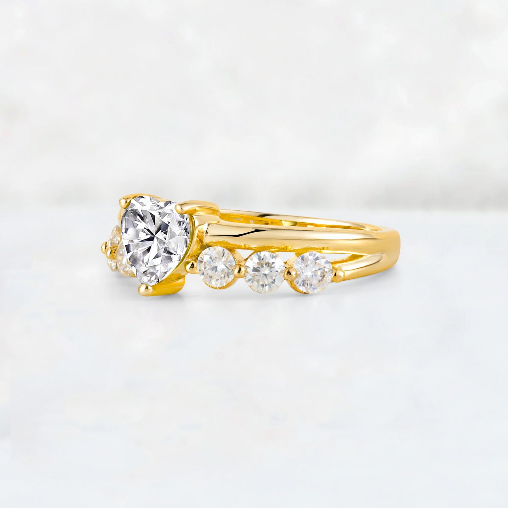 Heart Cut Lab Diamond Graduated Seven-Stone Engagement Ring - Additional view