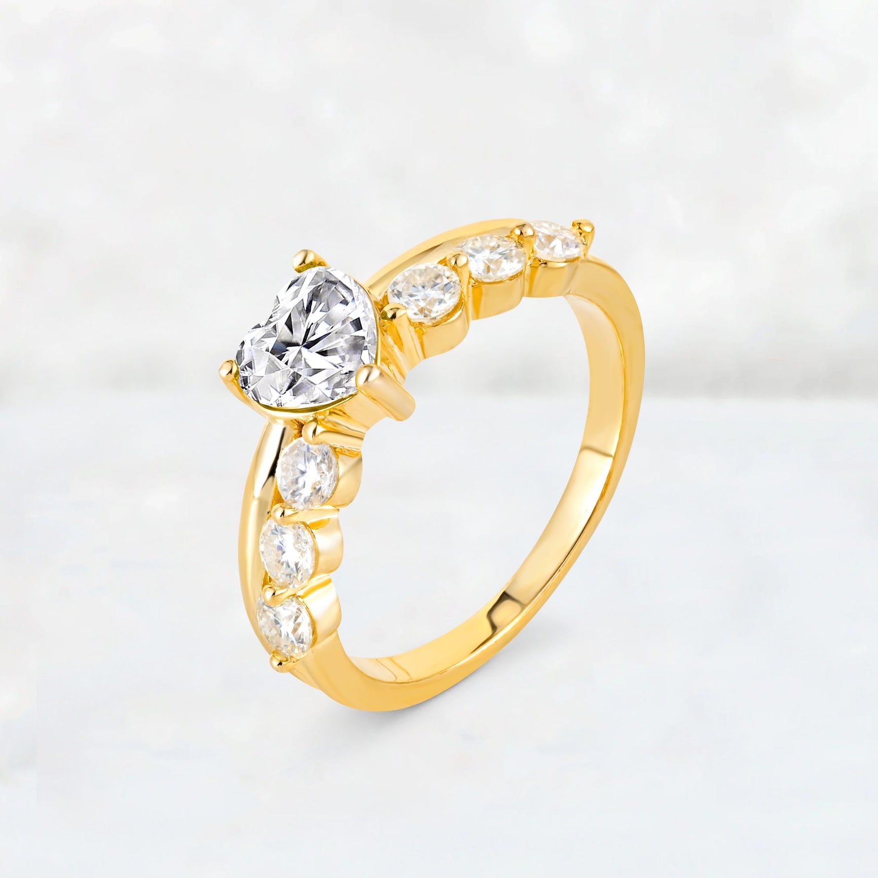 Heart Cut Lab Diamond Graduated Seven-Stone Engagement Ring - Additional view
