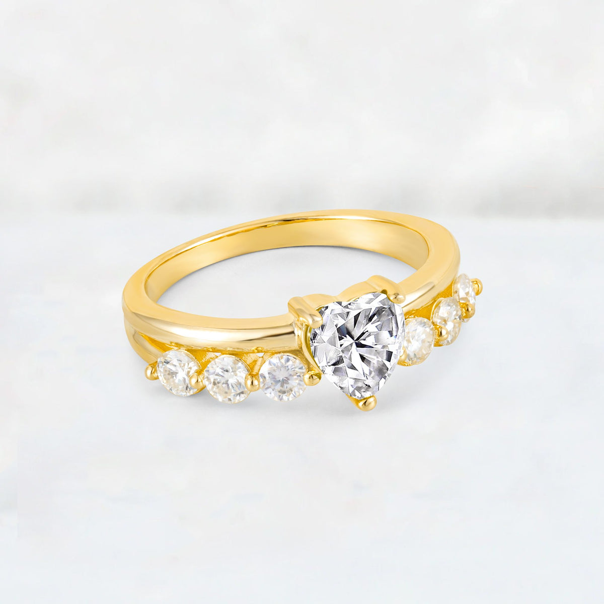 Heart Cut Lab Diamond Graduated Seven-Stone Engagement Ring - Additional view